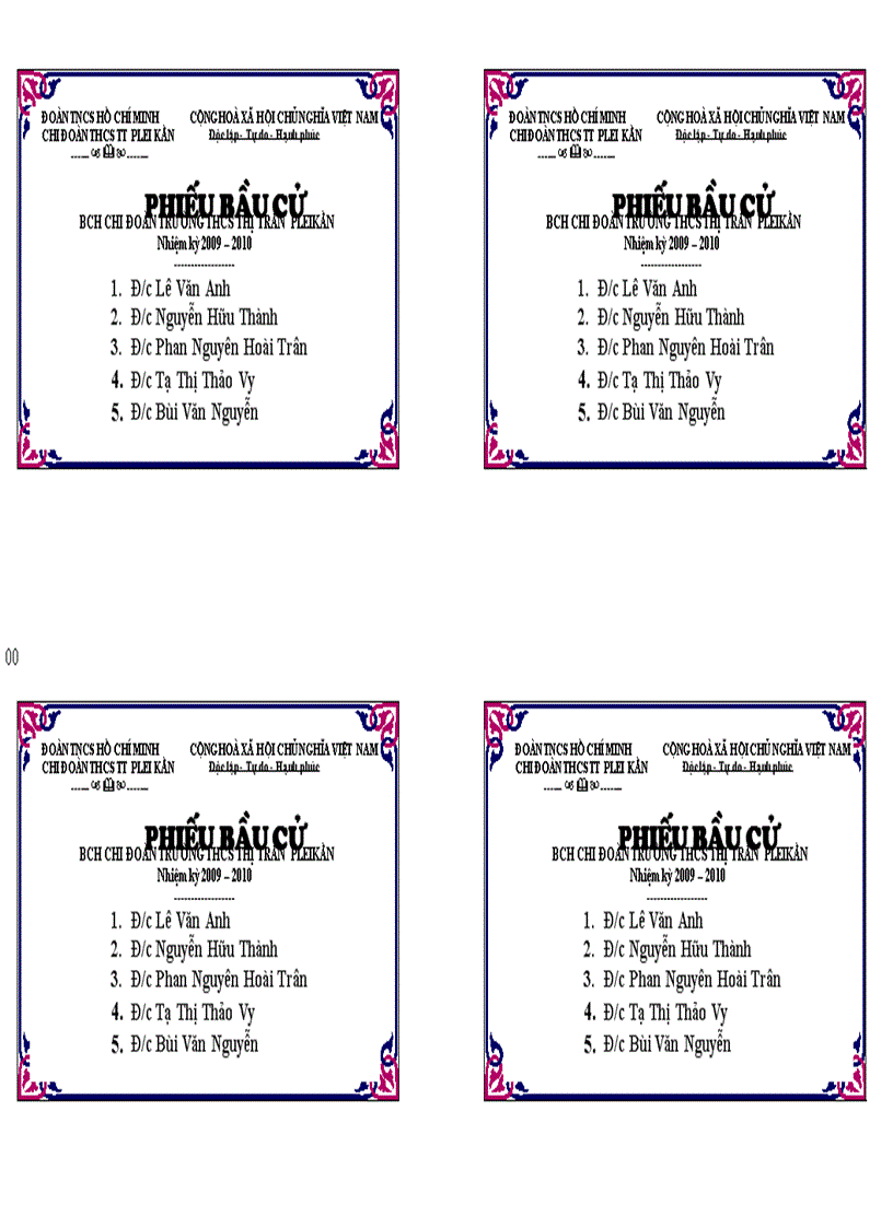 image for page Phiếu bầu BCH