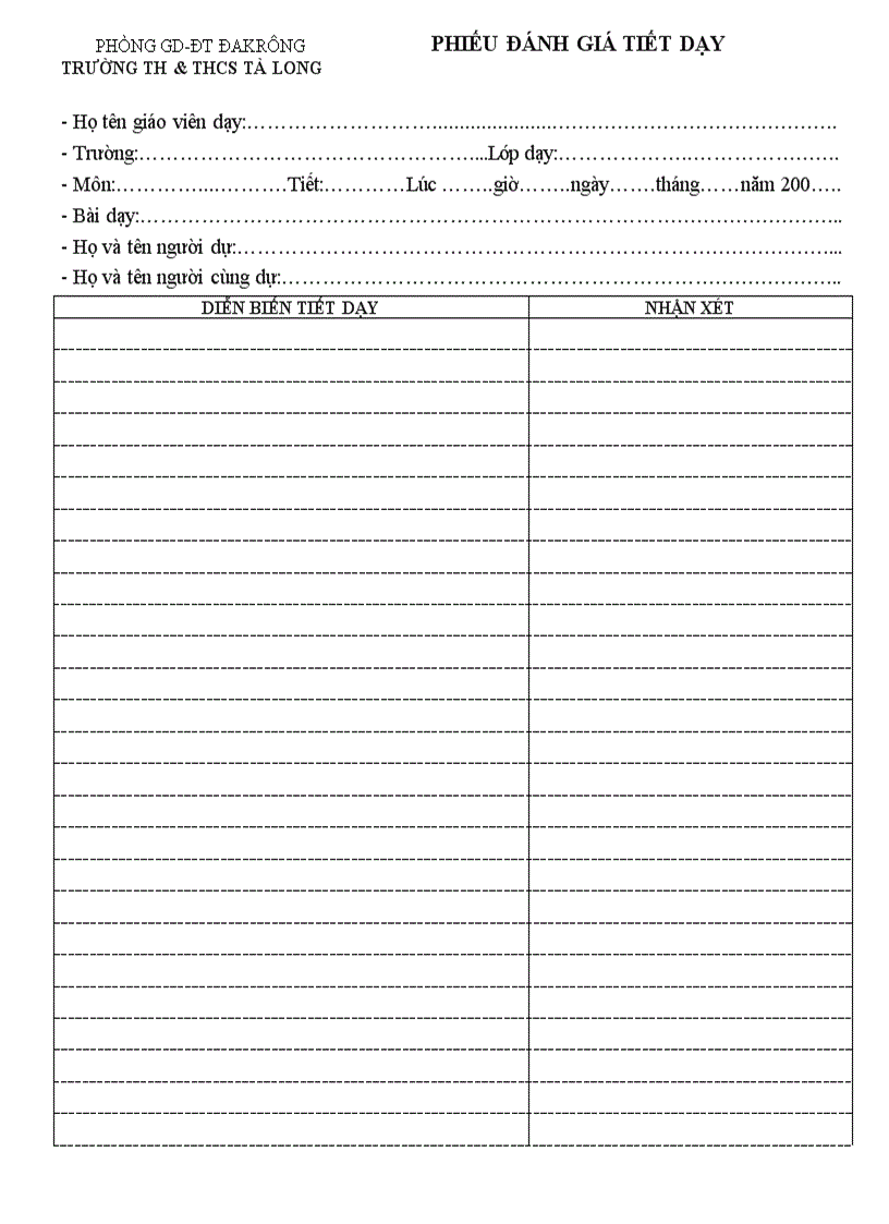 image for page Phiếu đánh giá tiết dạy th