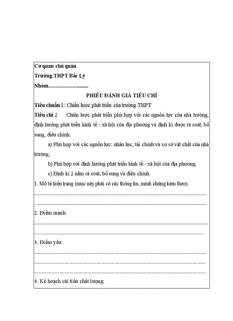image for page Phieu danh gia tieu chuan 1 thpt