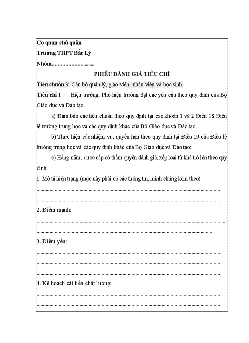 image for page Phieu danh gia tieu chuan 3 kdcl thpt