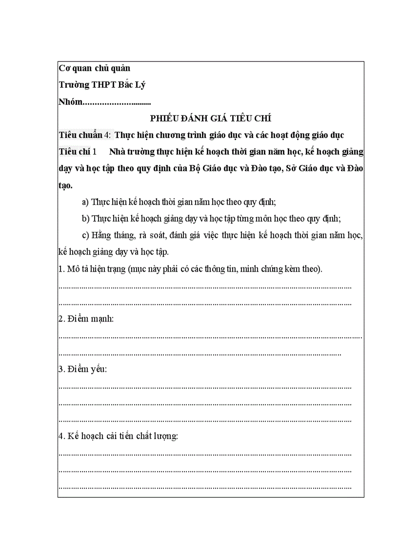 image for page Phieu danh gia tieu chuan 4 kdcl thpt