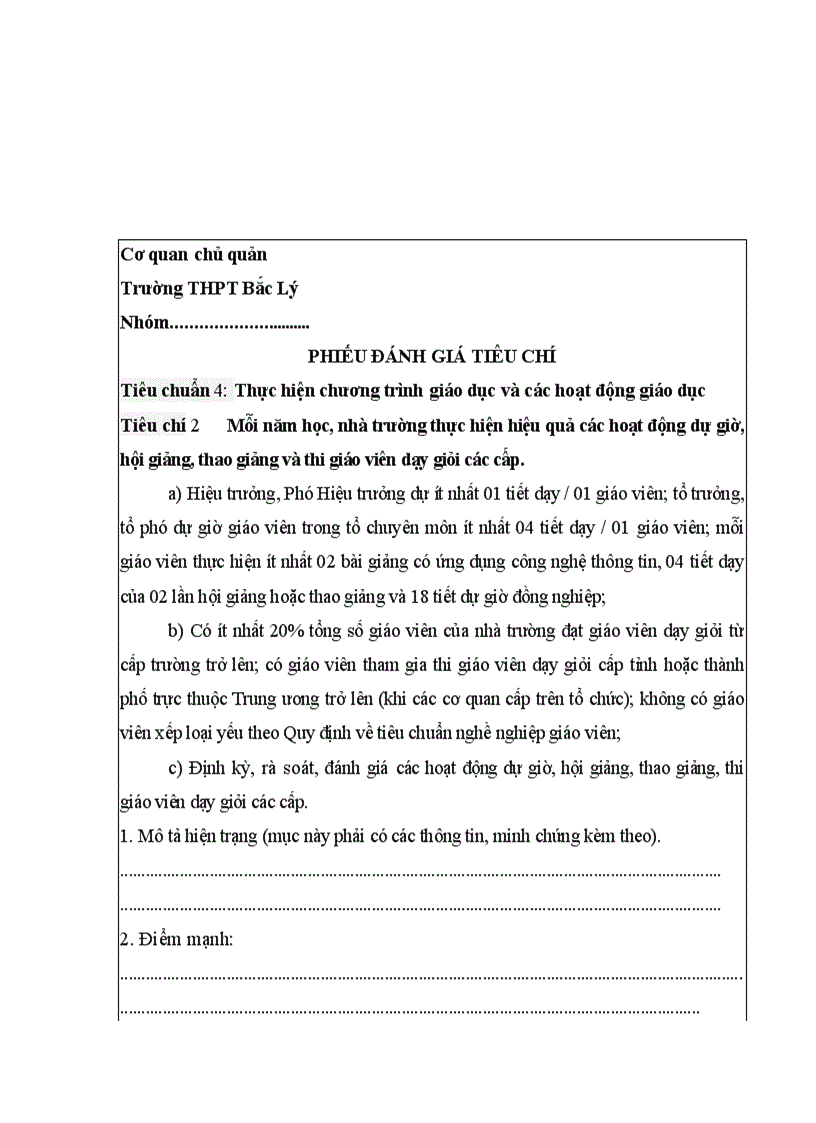 image for page Phieu danh gia tieu chuan 4 kdcl thpt