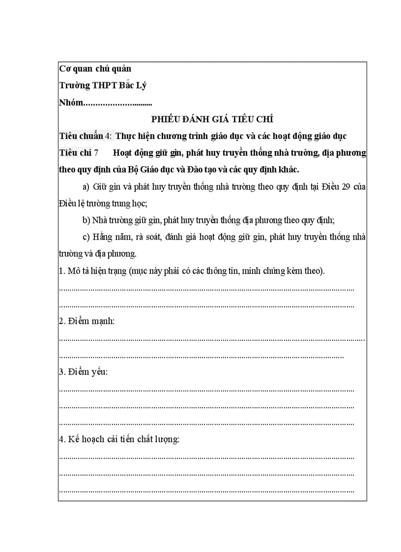 image for page Phieu danh gia tieu chuan 4 kdcl thpt