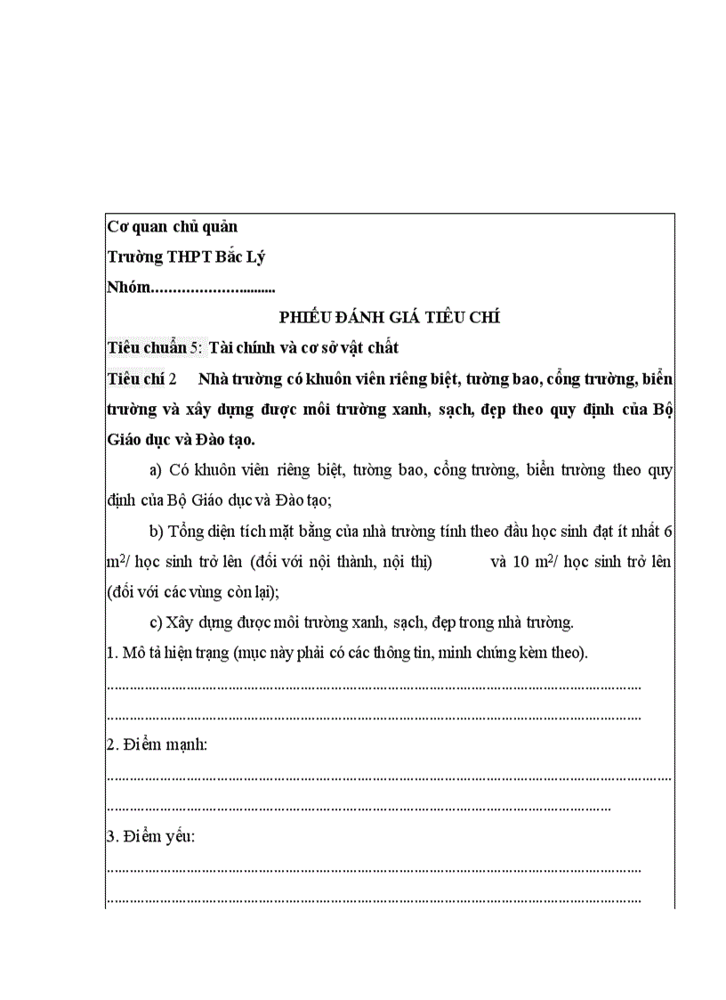 image for page Phieu danh gia tieu chuan 5 6 7 kdcl thpt