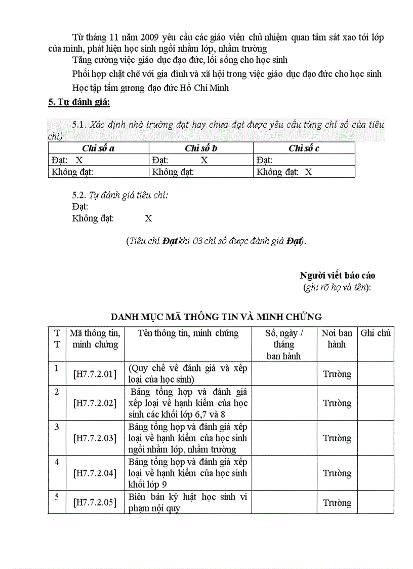 Phiếu đánh giá tiêu chuẩn 7 2