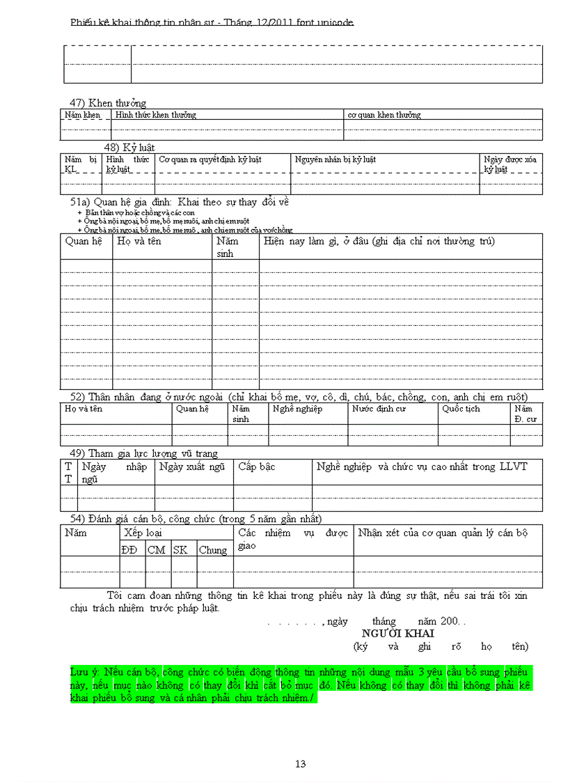 image for page Phiếu kê khai nhân sự