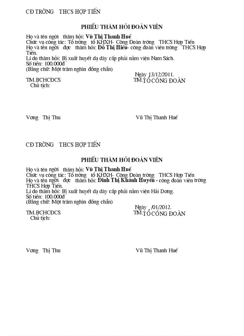 image for page Phiếu thăm hỏi đoàn viên ốm đau