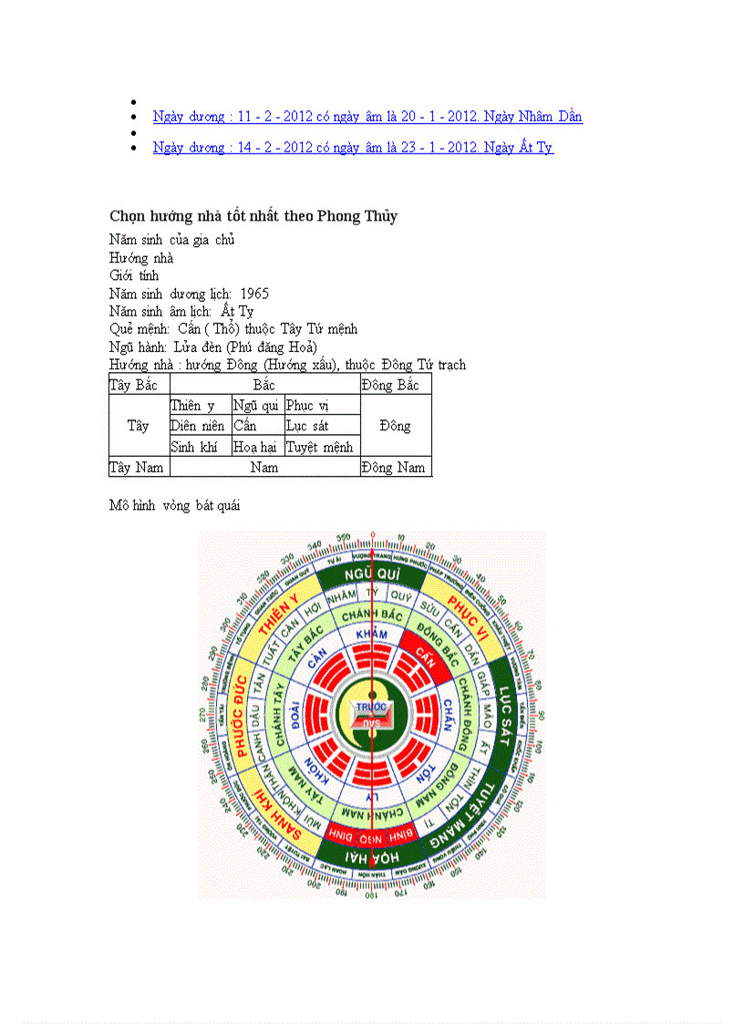 Phong thủy và xem tuổi 2012