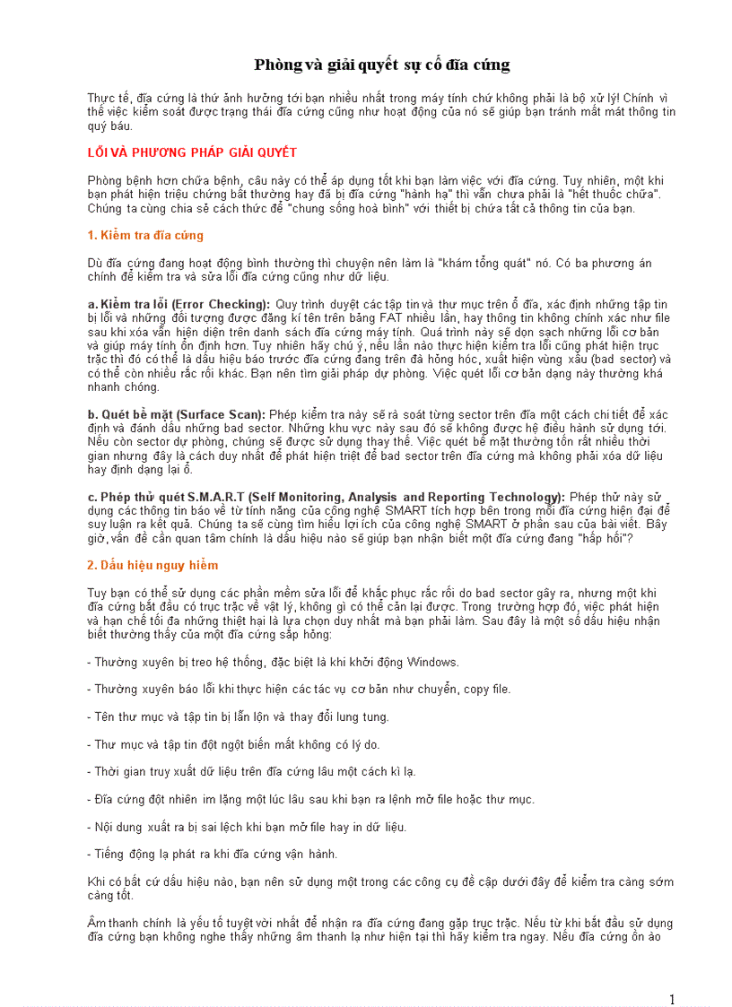 image for page Phòng và giải quyết sự cố ổ đĩa cứng