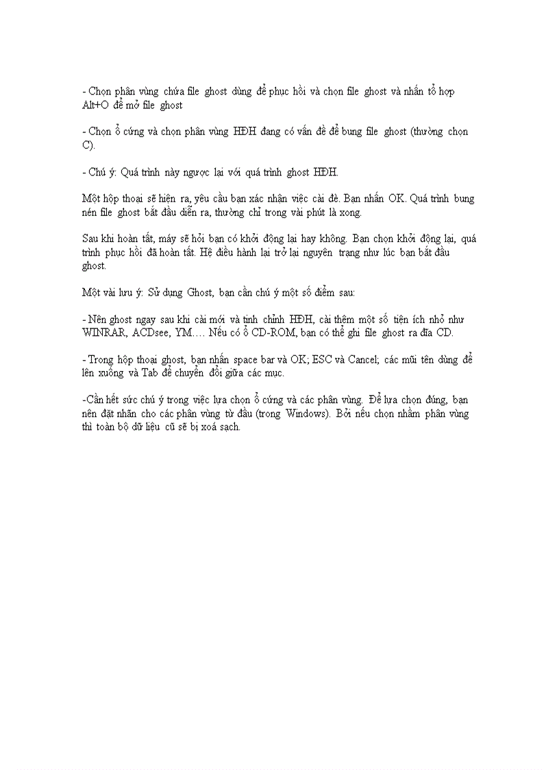 image for page Phục hồi HĐH với Norton Ghost