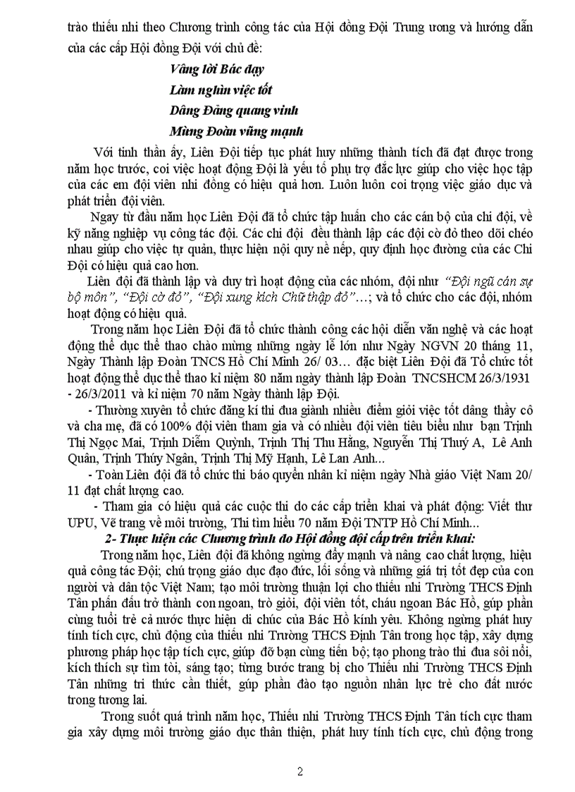 image for page Phương hướng hoạt động liên đội