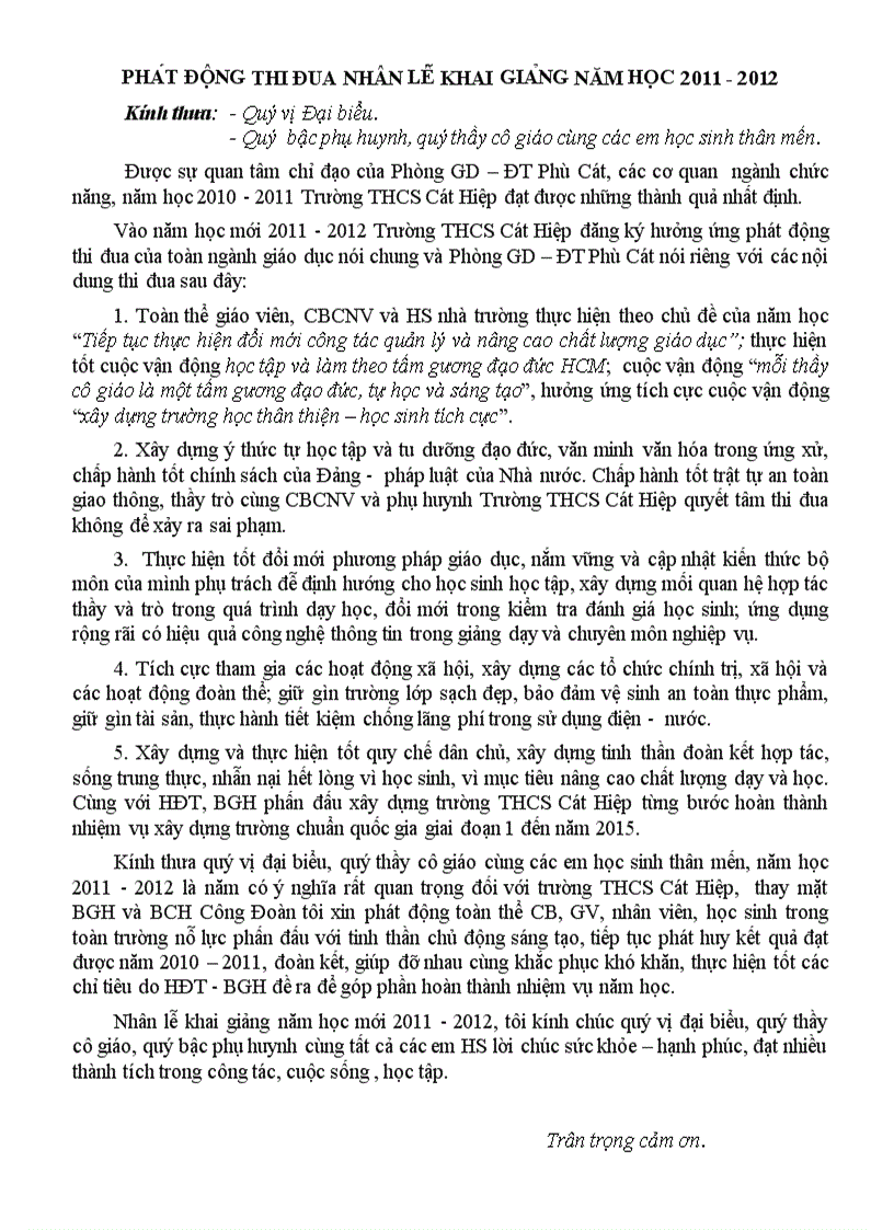 image for page Phát động thi đua trong lễ khai giảng 1