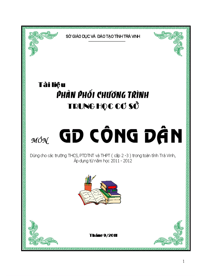 PPCT GDCD THCS tỉnh Trà Vinh đã giảm tải
