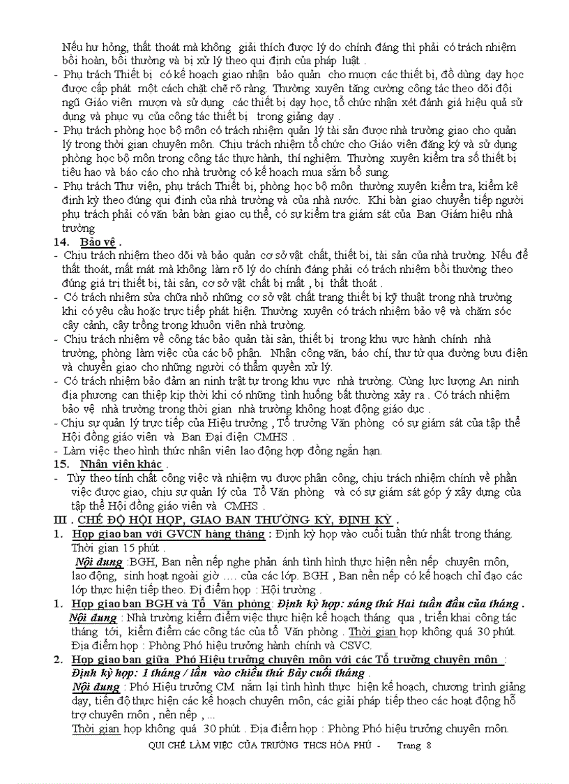 image for page Qui chế Làm việc của Nhà trường