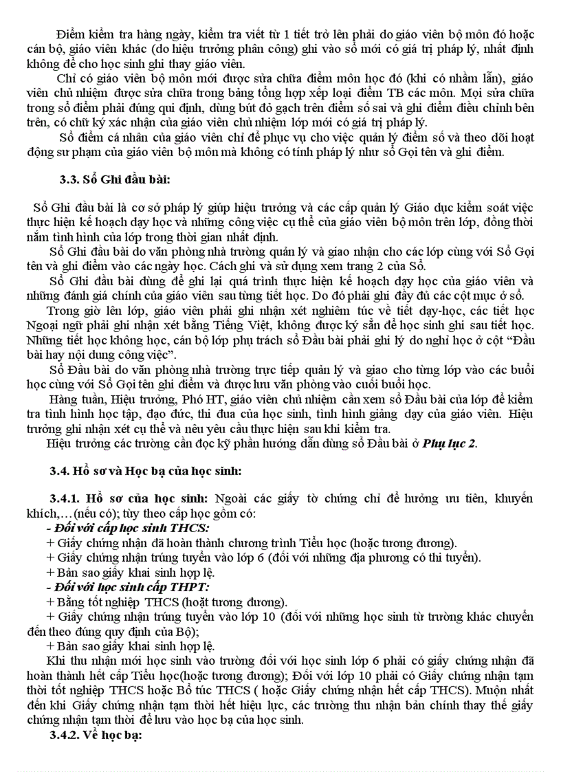 image for page Qui định hồ sơ sổ sách THCS và THPT