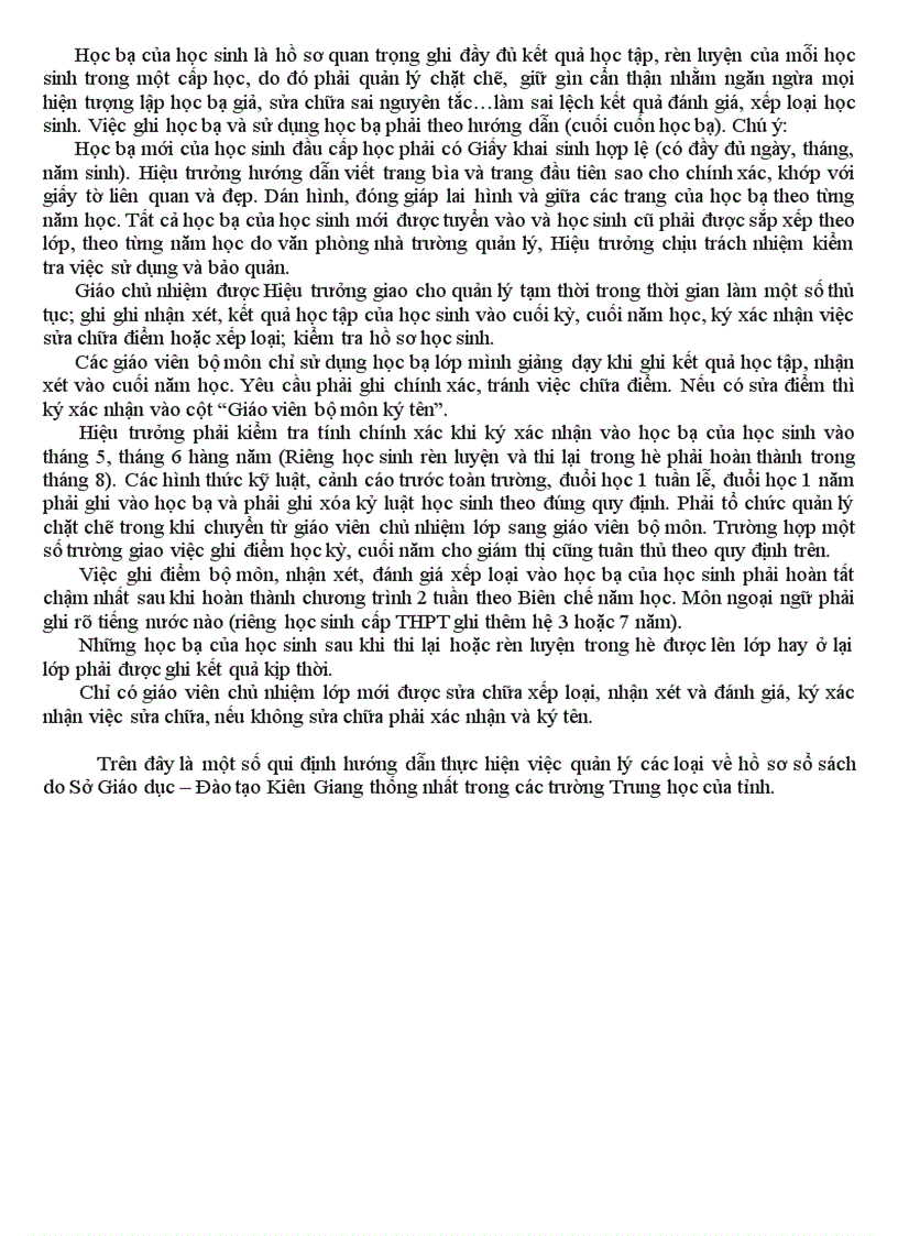 image for page Qui định hồ sơ sổ sách THCS và THPT