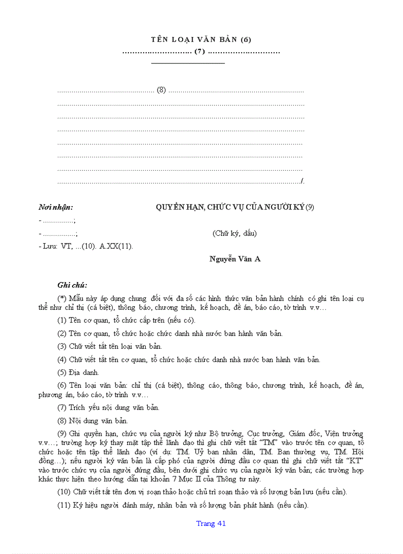 image for page Qui định Thể thức trình bày văn bản hành chính