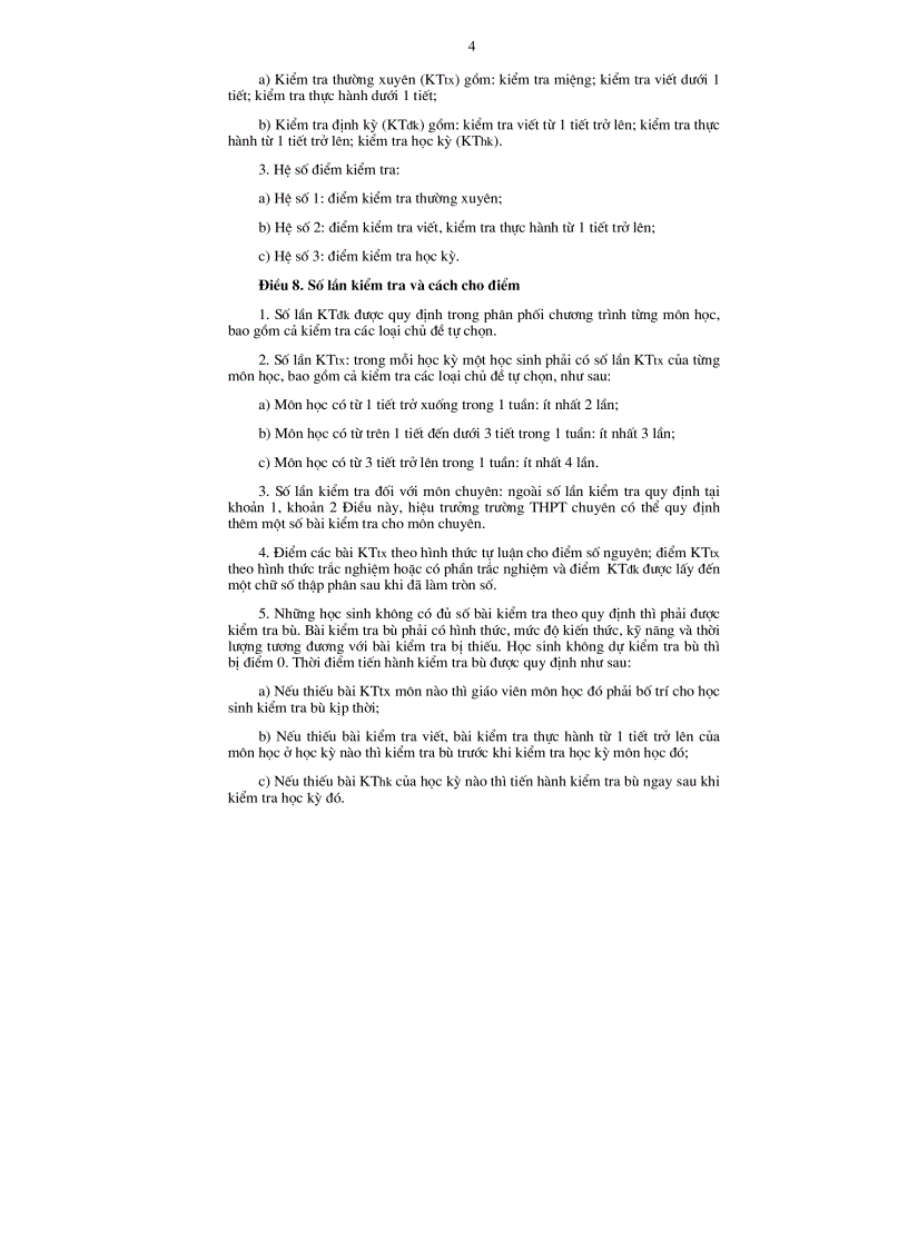 image for page Quy chế 40 về cách tính điểm THCS THPT