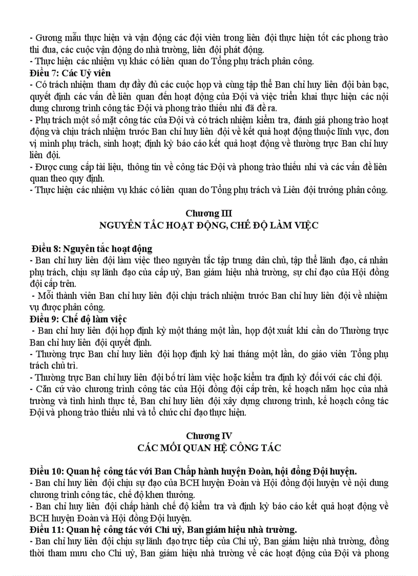 image for page Quy chế hoạt động BCH Liên đội