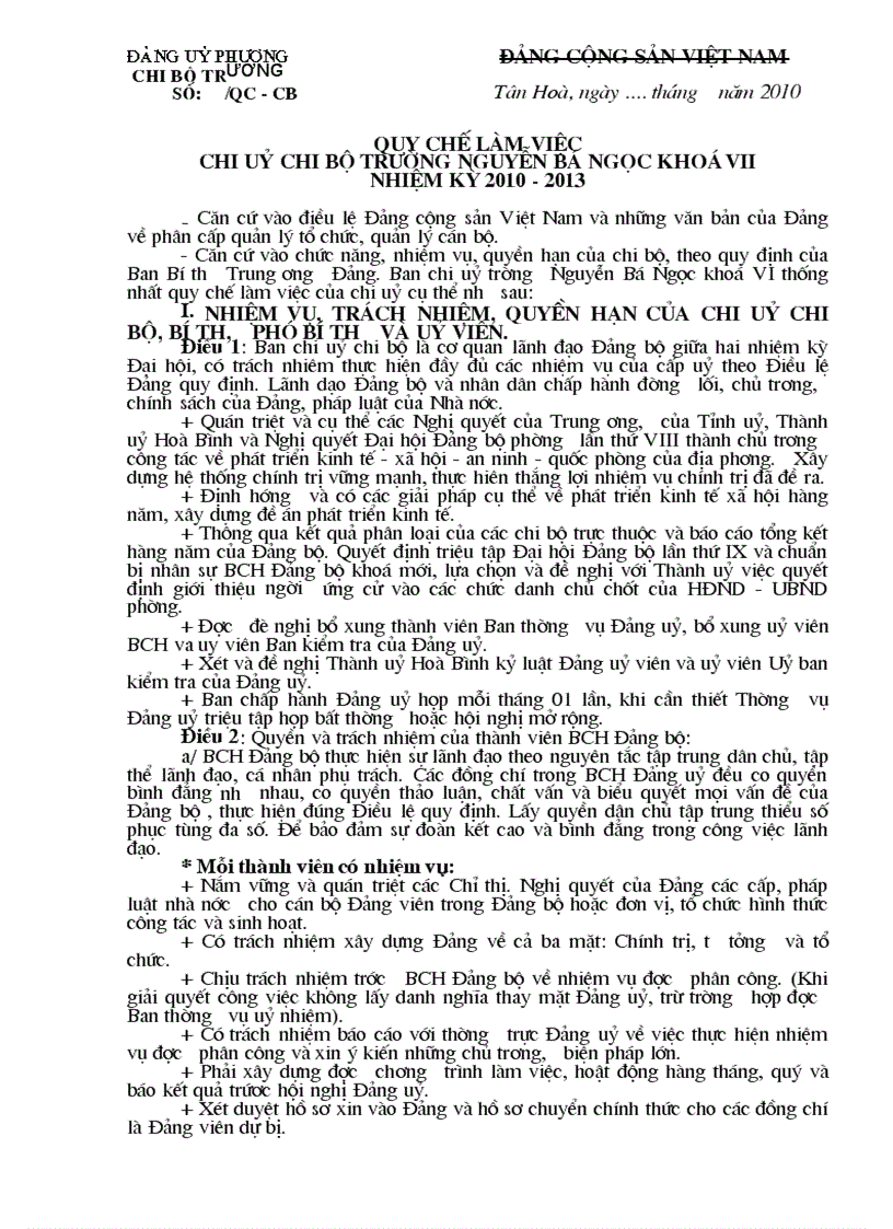 image for page Quy chế làm việc của chi bộ Đảng