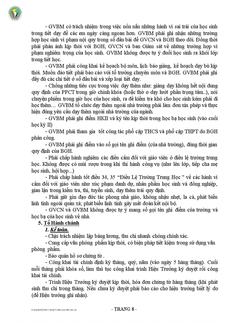 image for page Quy chế làm việc NH 2009 2010