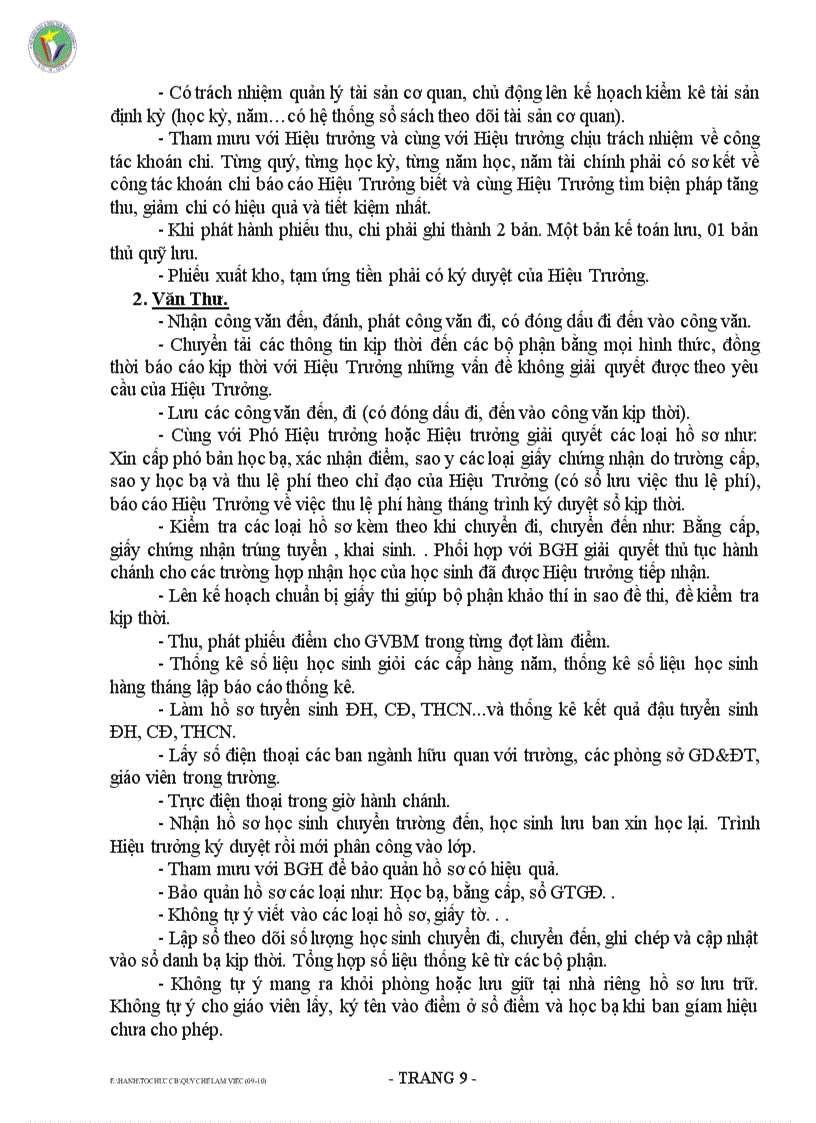 image for page Quy chế làm việc NH 2009 2010