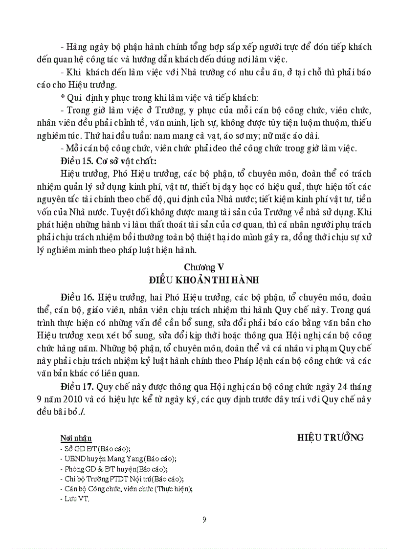 image for page Quy chế làm việc và quan hệ công tác của trường ptdt nội trú huyện mang yang