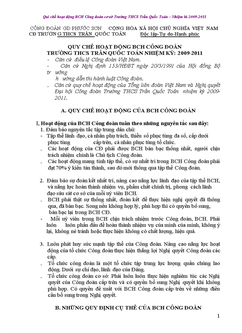 image for page Quy chế oạt động của bch công đoàn cơ sở