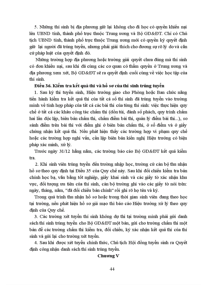 image for page Quy chế thi ĐH CĐ