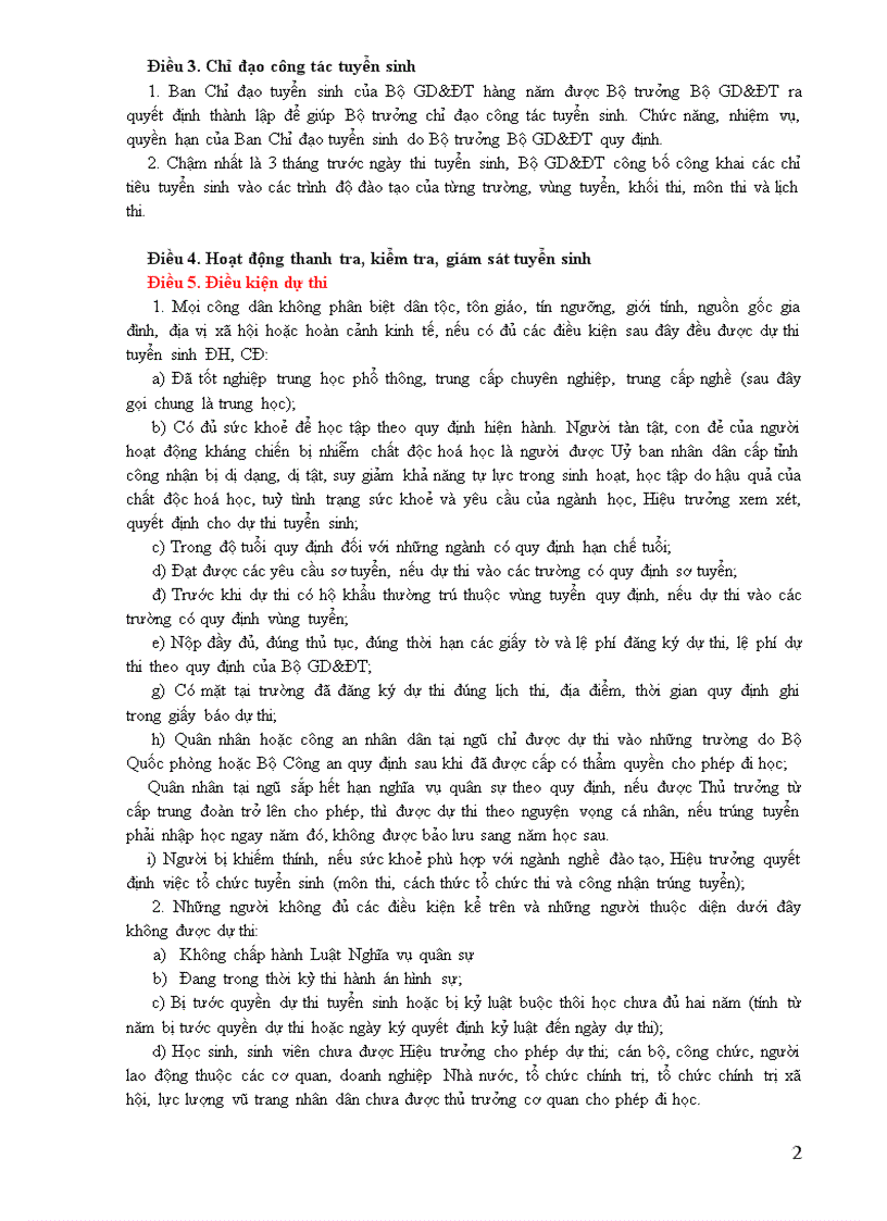 image for page Quy chế Tuyển sinh dành cho học sinh