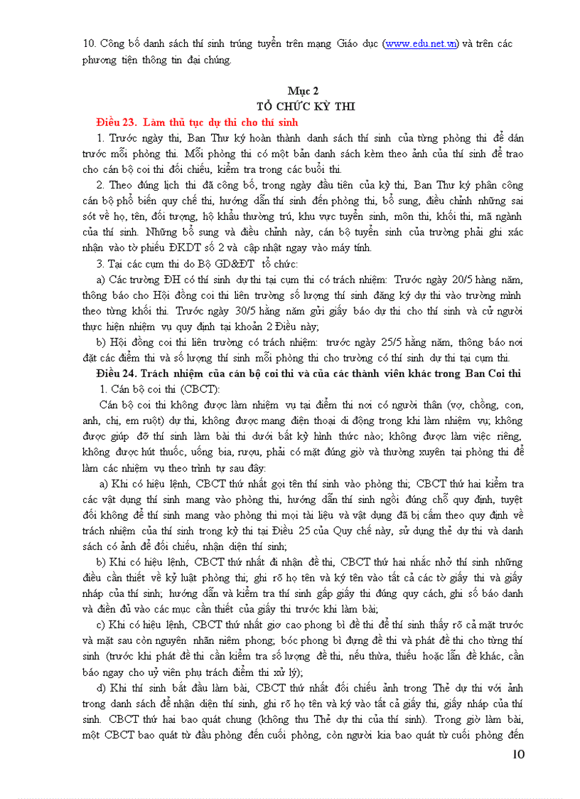 image for page Quy chế Tuyển sinh dành cho học sinh