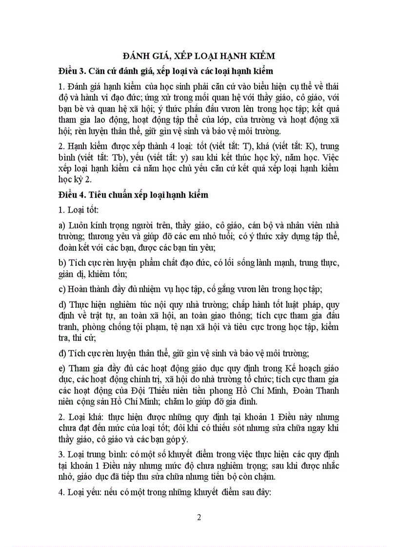 image for page Quy che xep loai hoc sinh