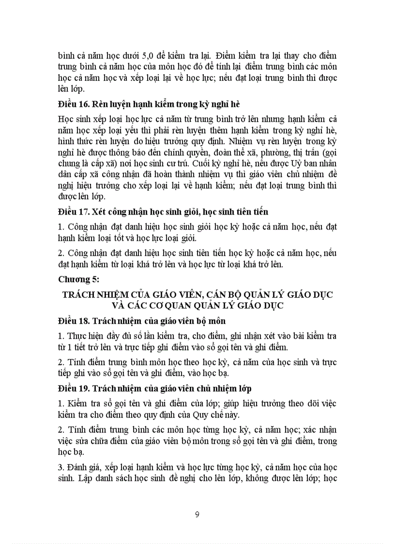 image for page Quy che xep loai hoc sinh