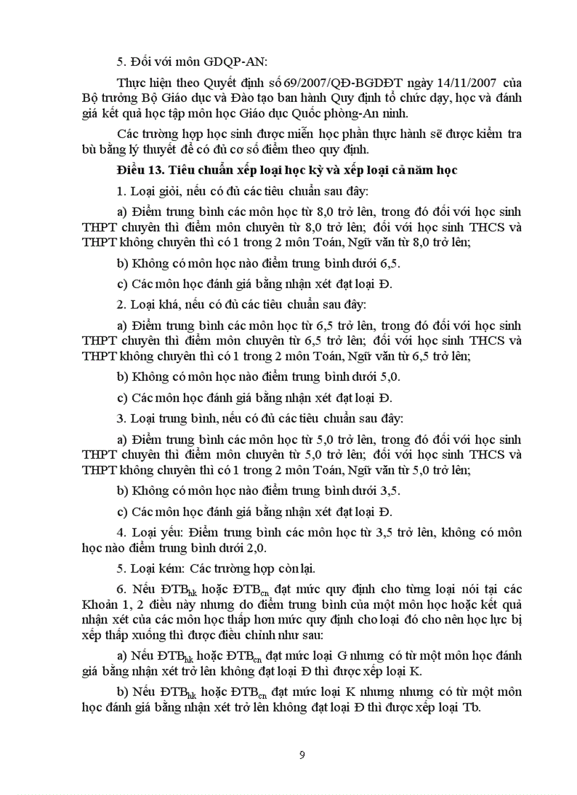 image for page Quy chế XL học sinh mới dự thảo