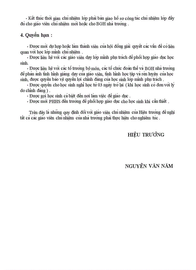 image for page Quy định công tác chủ nhiệm lớp