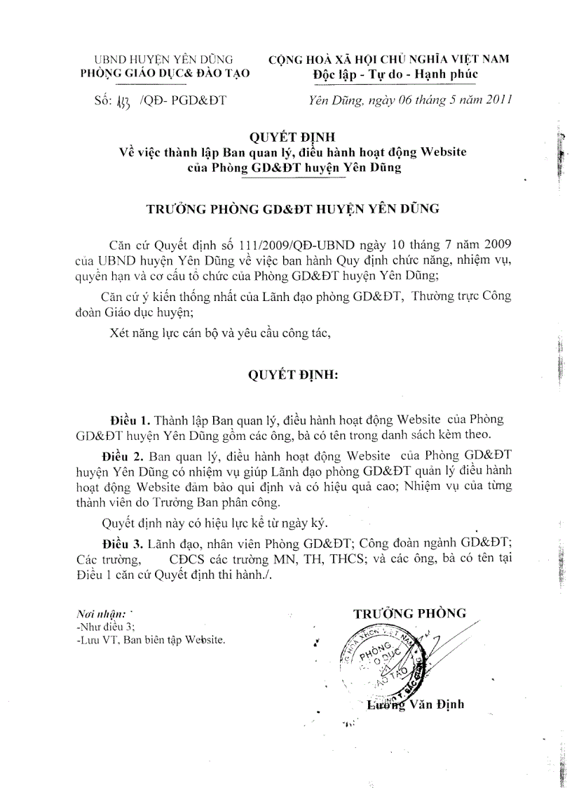 image for page Quy định của PGD về sử dụng trang web