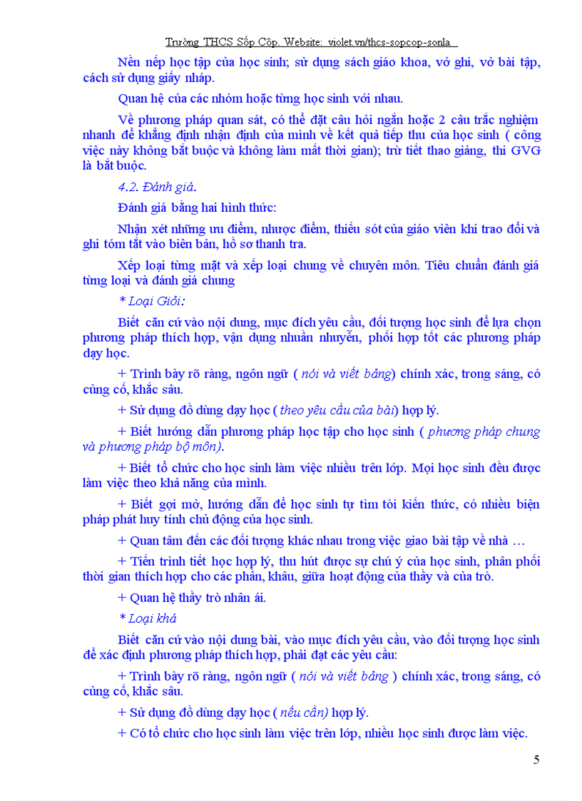 image for page Quy định đánh giá HSTCM GV THCS Sốp Cộp