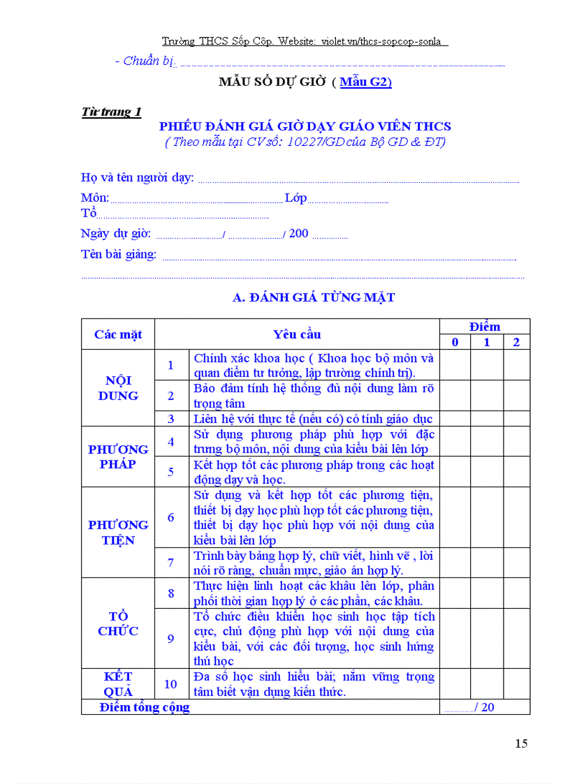 image for page Quy định đánh giá HSTCM GV THCS Sốp Cộp