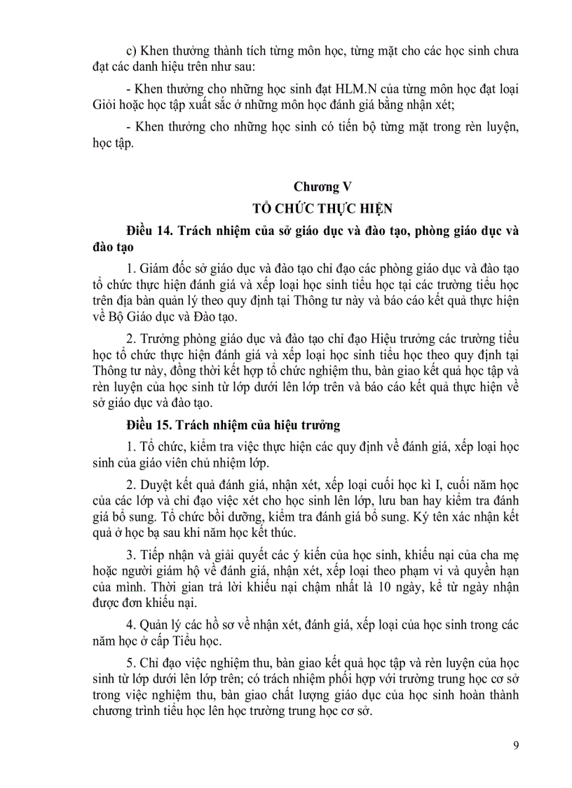 image for page Quy định đánh giá xếp loại học sinh tiểu học