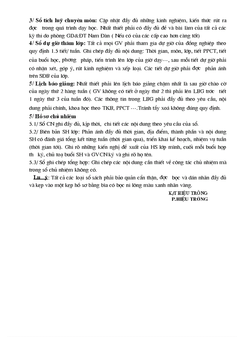 image for page Quy định về hồ sơ giáo viên THCS