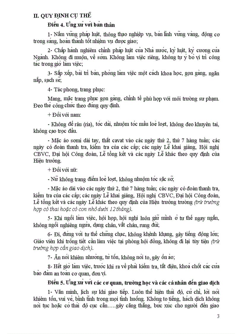 image for page Quy tắc ứng xử CB GV NV trường