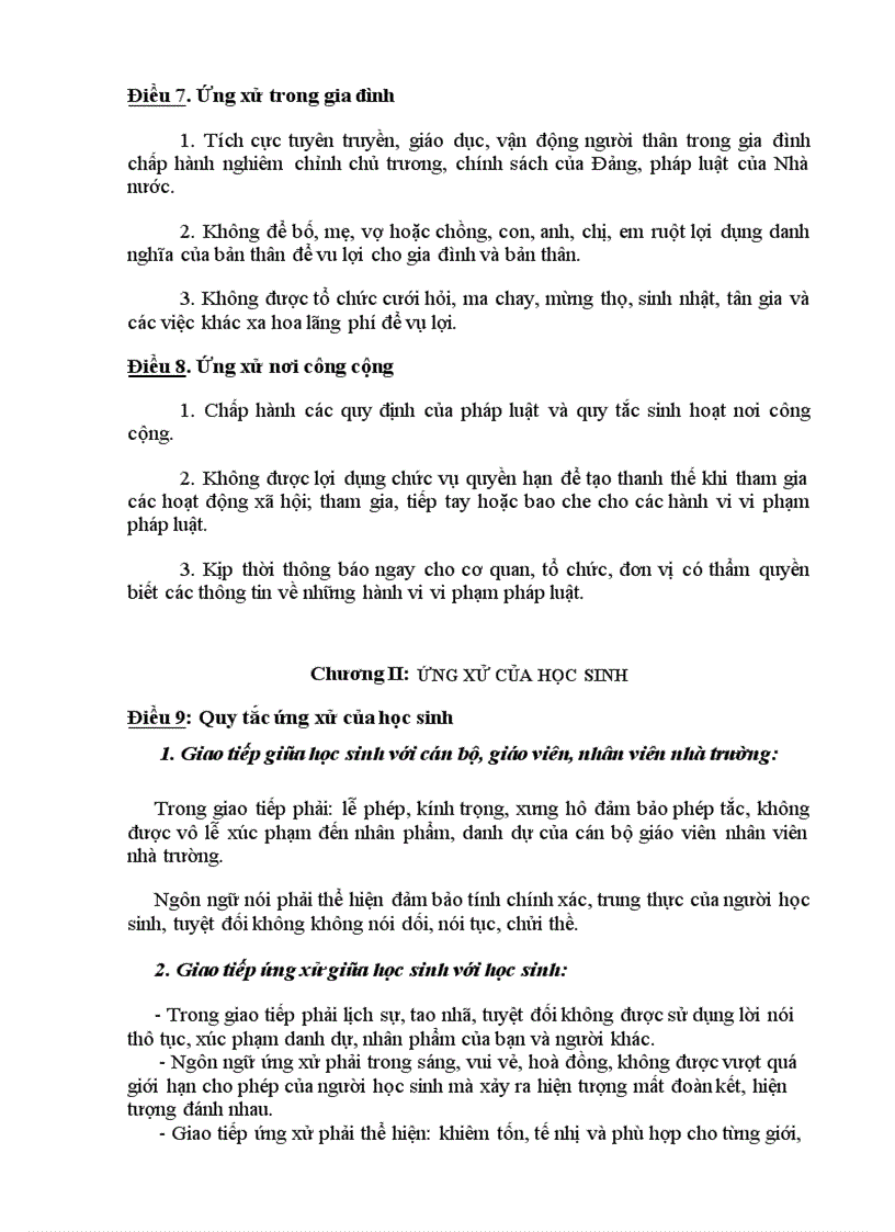 image for page Quy tắc ứng xử trong trường THCS Vĩnh Lạc 2010