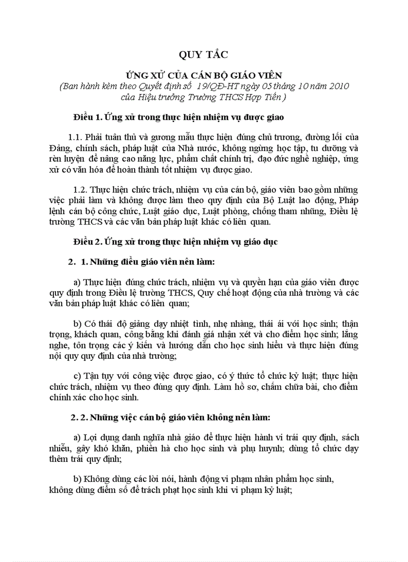 image for page Quy tắc ứng xử