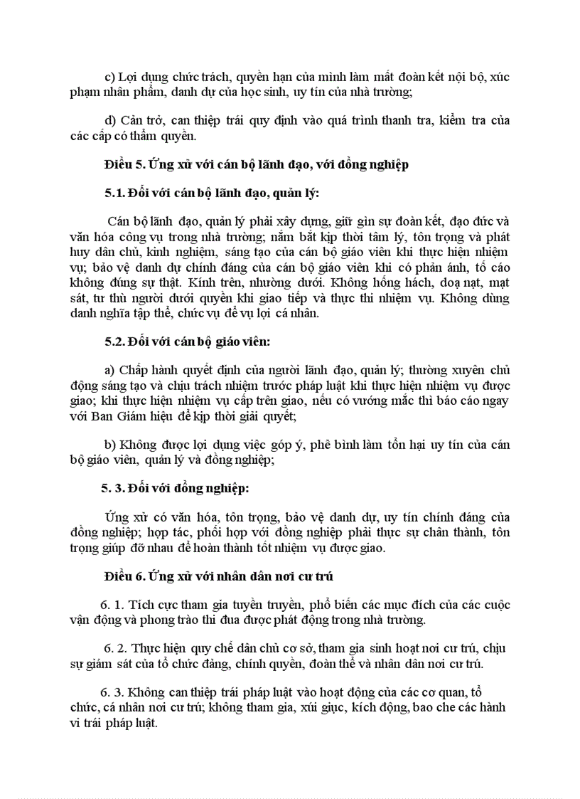 image for page Quy tắc ứng xử