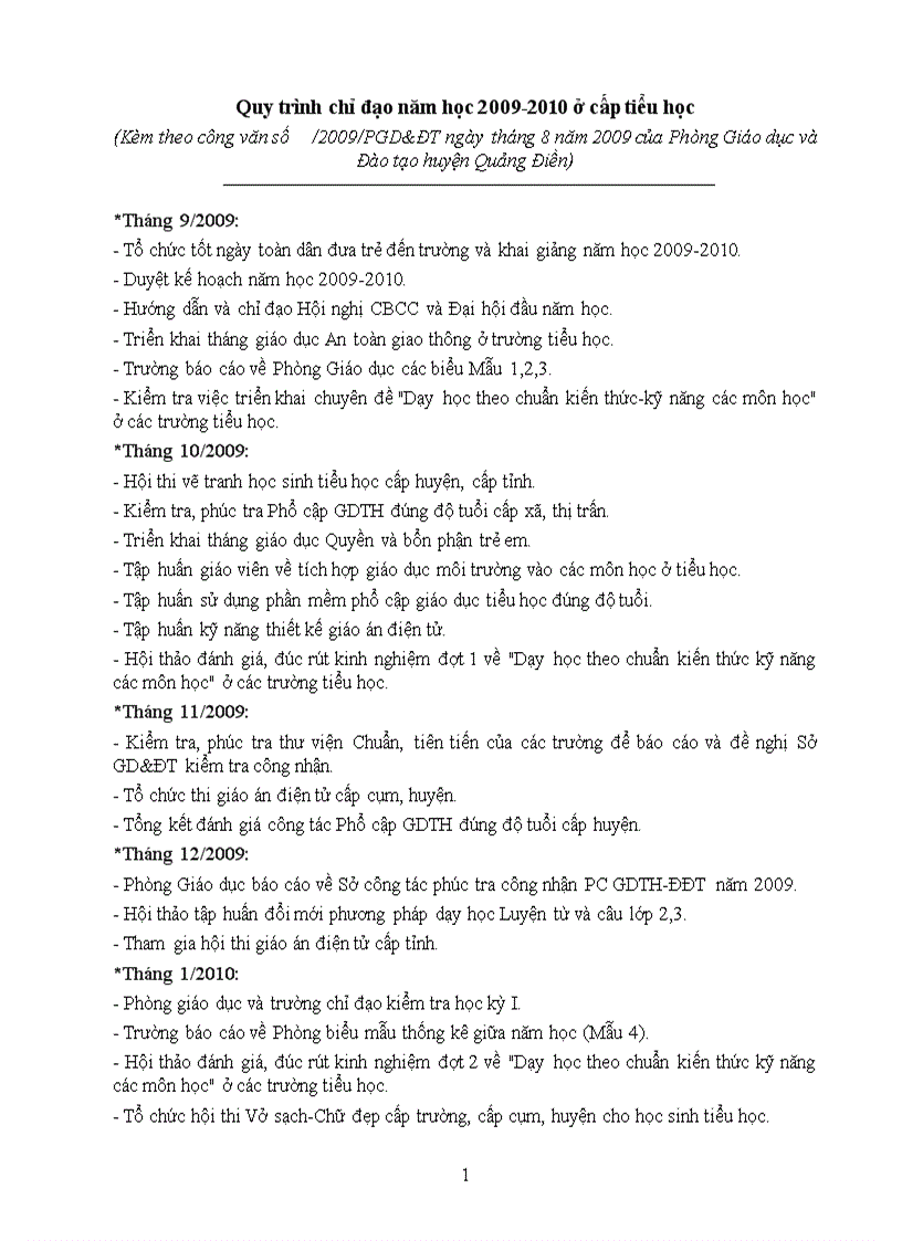 image for page Quy trình chỉ đạo năm học 2009 2010 ở cấp Tiểu học