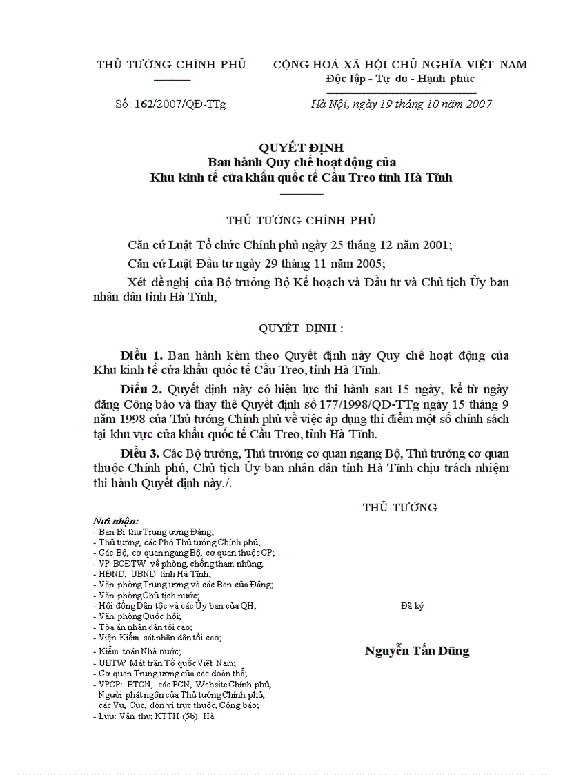 image for page Quyết định 162 của TTCP