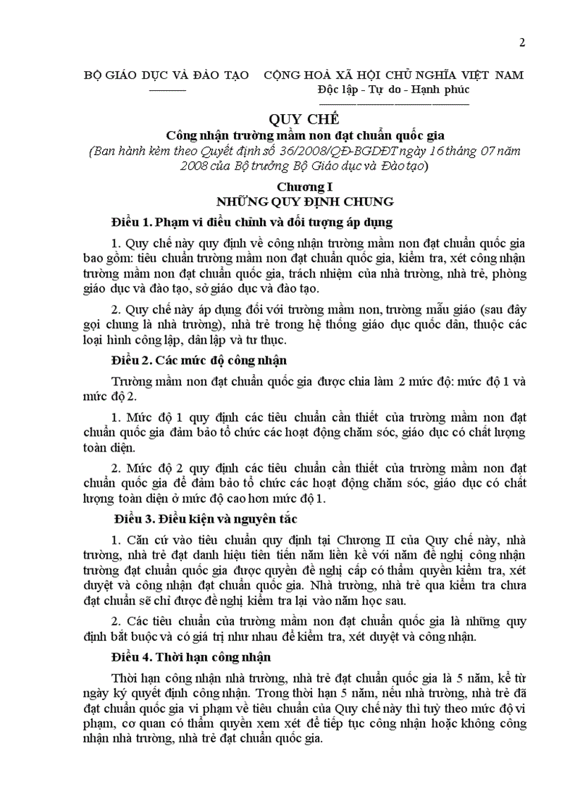 image for page Quyet dinh 36 Truong Mam non dat Chuan QG