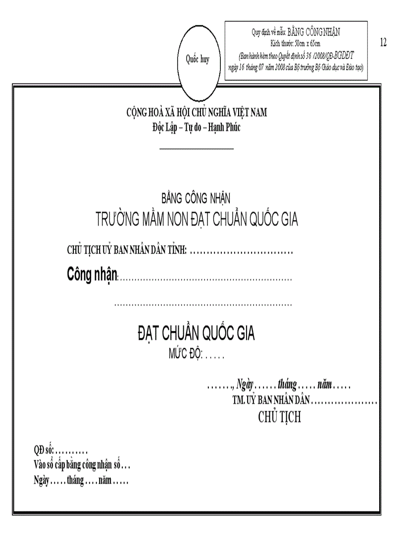 image for page Quyet dinh 36 Truong Mam non dat Chuan QG