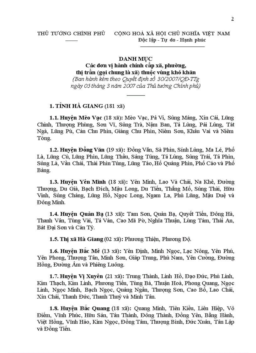 image for page Quyet dinh so 30 2007 TTg Danh muc thuoc vung kho khan135