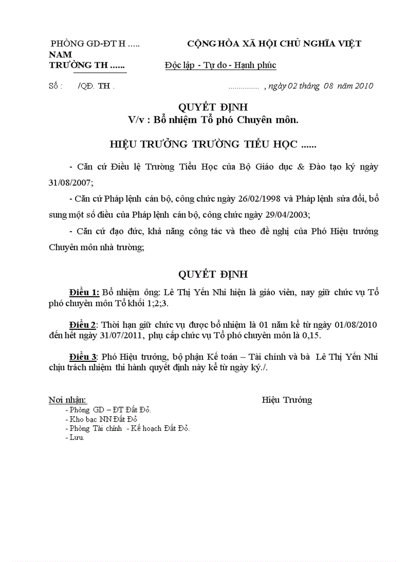 image for page Quyết định bổ nhiệm 1